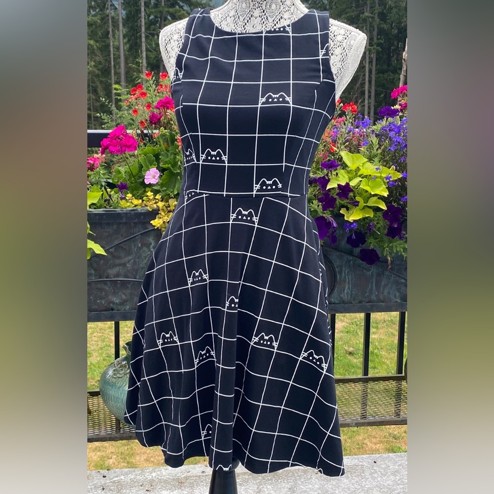 🐈‍⬛ Pusheen Lovers~ Black and White Grid Dress